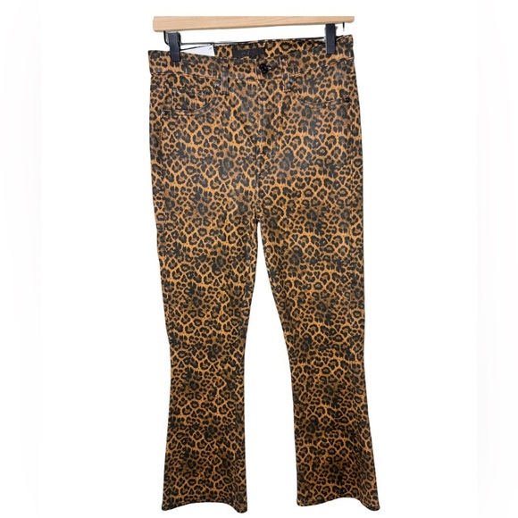 7 For All Mankind Womens High-Waist Slim Kick Flared Jeans Leopard Pants Size 28 - Picture 1 of 12